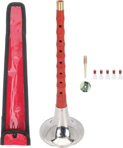 أداة Suona الخشبية المبتدئة D مفتاح أداة الرياح الصينية التقليدية مع القصب وحقيبة واقية لممارسة الموسيقى العرقية، لون عشوائي in Kuwait