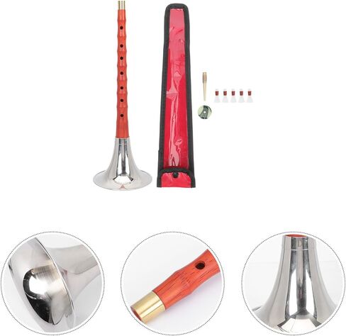 أداة Suona الخشبية المبتدئة D مفتاح أداة الرياح الصينية التقليدية مع القصب وحقيبة واقية لممارسة الموسيقى العرقية، لون عشوائي in Kuwait