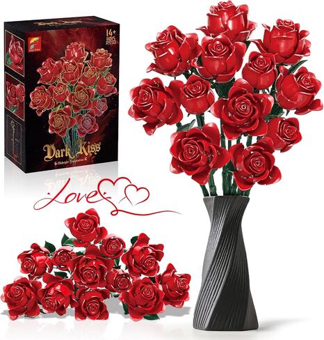 Gohero Purple Roses Building Blocks Set (822PCS) - Lego Compatible Flowers for Adults, Gothic Home Decor, for Women & Teen Girls, Making It an Ideal Gift for Halloween, Valentine's Day. in Saudi Arabia