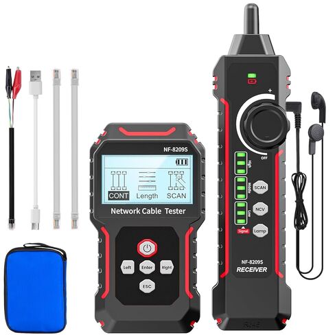 NF-8209S RJ45 Network Cable Tester Ethernet Tester with PoE/NCV Cable Length Test, Port Flashing, CAT5, CAT6, CAT7 and CAT6a Anti-Interference Scanner LAN Line Tracer Network Toner Tool in Kuwait