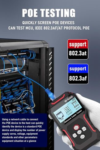 NF-8209S RJ45 Network Cable Tester Ethernet Tester with PoE/NCV Cable Length Test, Port Flashing, CAT5, CAT6, CAT7 and CAT6a Anti-Interference Scanner LAN Line Tracer Network Toner Tool in Kuwait
