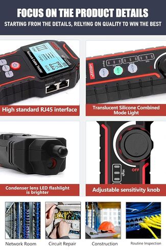 NF-8209S RJ45 Network Cable Tester Ethernet Tester with PoE/NCV Cable Length Test, Port Flashing, CAT5, CAT6, CAT7 and CAT6a Anti-Interference Scanner LAN Line Tracer Network Toner Tool in Kuwait