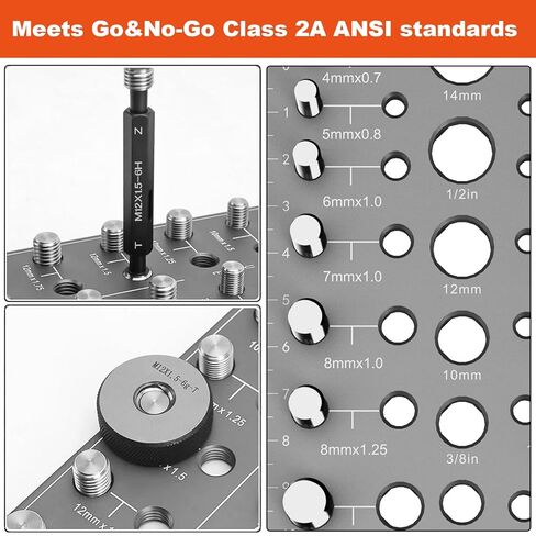 أداة قياس حجم المسمار 51 في 1 ومدقق الخيوط، 32 متريًا و32 SAE مقياس خيط الصواميل والمسمار مع 19 مدقق لقمة الحفر، مخطط حجم المسمار الألومنيوم المشغول باستخدام الحاسب الآلي، معيار Go/No-Go ANSI، قاعدة مضادة للانزلاق in Kuwait