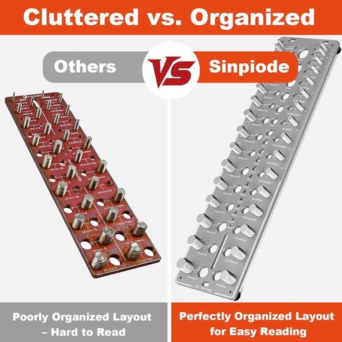 أداة قياس حجم المسمار 51 في 1 ومدقق الخيوط، 32 متريًا و32 SAE مقياس خيط الصواميل والمسمار مع 19 مدقق لقمة الحفر، مخطط حجم المسمار الألومنيوم المشغول باستخدام الحاسب الآلي، معيار Go/No-Go ANSI، قاعدة مضادة للانزلاق in Kuwait