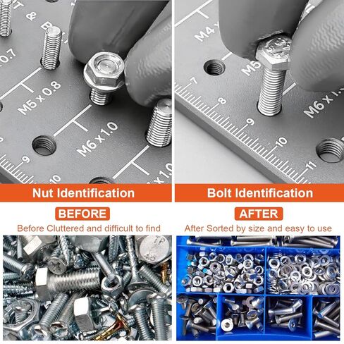 أداة قياس حجم المسمار 51 في 1 ومدقق الخيوط، 32 متريًا و32 SAE مقياس خيط الصواميل والمسمار مع 19 مدقق لقمة الحفر، مخطط حجم المسمار الألومنيوم المشغول باستخدام الحاسب الآلي، معيار Go/No-Go ANSI، قاعدة مضادة للانزلاق in Kuwait