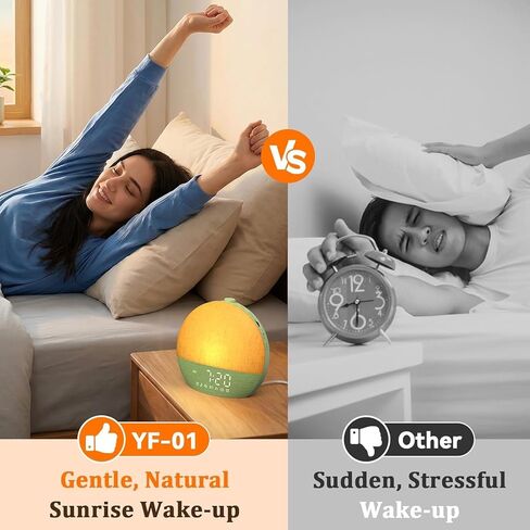 ساعة منبه هادئة وتدريجية لشروق الشمس: ضوء استيقاظ طبيعي بطيء الارتفاع لمدة 30 دقيقة - ساعة قابلة للتعتيم بـ 20 مستوى لمن ينامون بكثرة - سهولة الاستخدام محاكاة شروق الشمس مع 30 صوتًا للنوم، آلة ضوضاء بيضاء in Kuwait
