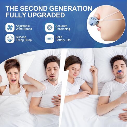 Anti Snore Device,Double Vortex Electric Double Vortex Snoring Solution,Mini Portable Stop Snoring Devices Stopper,Adjustable Wind Speed Snoring Prevention Nasal Dilators,Up to 8 Hours (Blue-2) in Kuwait