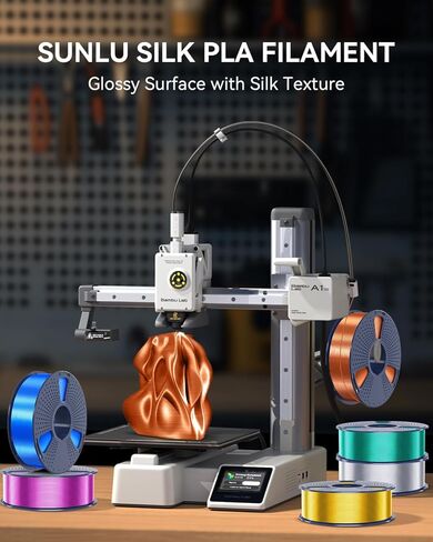 SUNLU خيوط PLA الحريرية 4 كجم، سطح حريري أملس، خيوط حريرية ثلاثية الأبعاد 1.75 مم، دقة الأبعاد +/- 0.02 مم، بكرة 1 كجم (2.2 رطل)، إجمالي 4 كجم، فضي + وردي + أرجواني + برتقالي in Kuwait