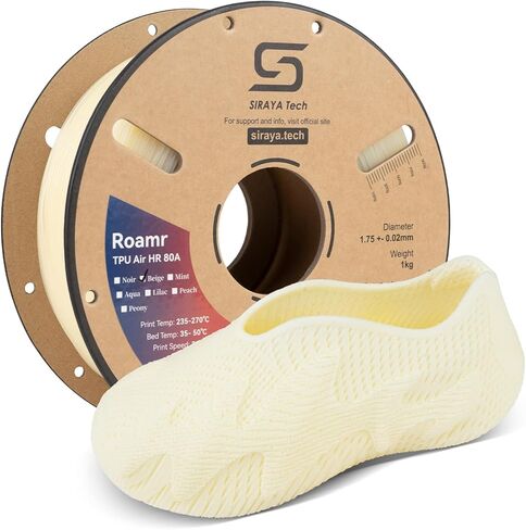 Siraya Tech Roamr TPU Air HR 85A Flexible 3D Filament, High Resilience Foaming, 68A-85A Variable Hardness, Lightweight Matte Structural TPU for Shoe Outsoles & RC Parts (800g, Noir) in Kuwait