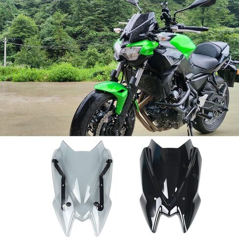 زجاج أمامي للدراجة النارية مناسب لملحقات Kawasaki Z650 Z-650 Z 650 2020 2021 2022 2023 انسيابية الفقاعات المزدوجة حاجب الرياح 20 21 22 23 (دخان) in Kuwait