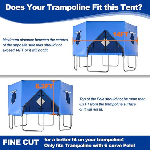 غطاء خيمة ترامبولين بطول 14 قدمًا (خيمة فقط)، غطاء ظل ترامبولين أكسفورد مقاوم للماء لترامبولين مستدير ذو 6 أقطاب مستقيمة مع حماية من الأشعة فوق البنفسجية، ونوافذ شبكية وباب بسحاب in Kuwait