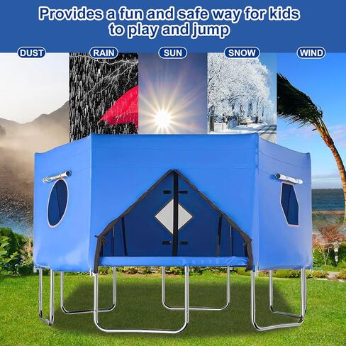 غطاء خيمة ترامبولين بطول 14 قدمًا (خيمة فقط)، غطاء ظل ترامبولين أكسفورد مقاوم للماء لترامبولين مستدير ذو 6 أقطاب مستقيمة مع حماية من الأشعة فوق البنفسجية، ونوافذ شبكية وباب بسحاب in Kuwait