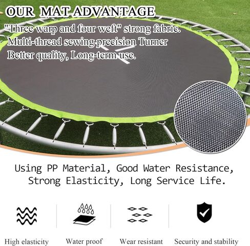 حصيرة استبدال الترامبولين، القطر: 105.5 بوصة، تناسب إطارًا بطول 10 أقدام، مع حلقات على شكل حرف V مقاس 54/56/60/64 للاختيار وأداة زنبركية، تناسب زنبركات مقاس 5.3 بوصة - 5.7 بوصة، مقاومة للأشعة فوق البنفسجية in Kuwait