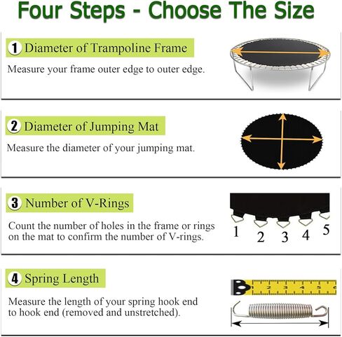 حصيرة استبدال الترامبولين، القطر: 105.5 بوصة، تناسب إطارًا بطول 10 أقدام، مع حلقات على شكل حرف V مقاس 54/56/60/64 للاختيار وأداة زنبركية، تناسب زنبركات مقاس 5.3 بوصة - 5.7 بوصة، مقاومة للأشعة فوق البنفسجية in Kuwait