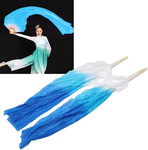 Ymiko Belly Dance Long Silk Fans, Classical Color Design, Soft Artificial Silk Material, 1 Pair, 1.5m Length, for Dance Performance in Saudi Arabia