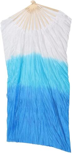 Ymiko Belly Dance Long Silk Fans, Classical Color Design, Soft Artificial Silk Material, 1 Pair, 1.5m Length, for Dance Performance in Saudi Arabia