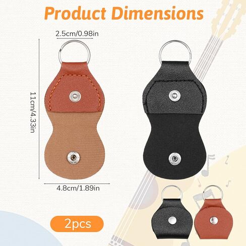 4 Pcs Guitar Pick Holder Keychain Guitar Pick Storage Case Bag for Guitars Players Musicians Black Brown in Saudi Arabia