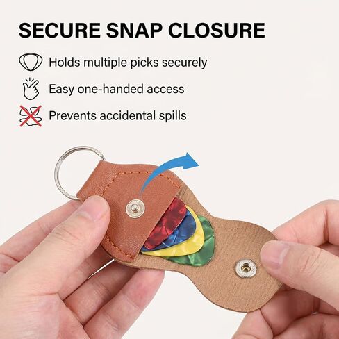 4 Pcs Guitar Pick Holder Keychain Guitar Pick Storage Case Bag for Guitars Players Musicians Black Brown in Saudi Arabia