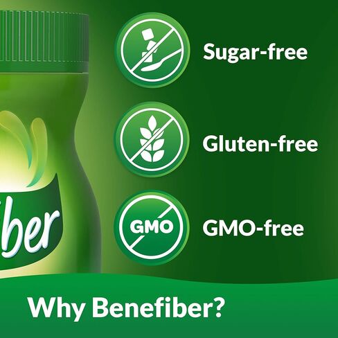 مسحوق مكملات الألياف الغذائية اليومية بريبايوتك من Benefiber لصحة الجهاز الهضمي، طبيعي 100%، واضح وخالي من الطعم، 38 حصة / 5.4 أونصة in Kuwait