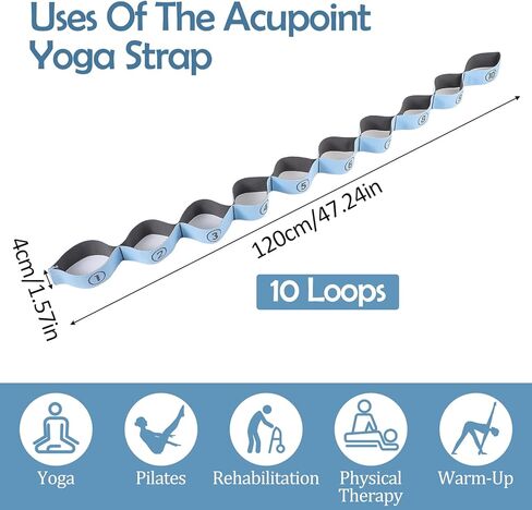 TIESOME Stretch Strap, Elastic Yoga Stretching Strap Multi-Loop for Physical Therapy Pilates Yoga Dance & Gymnastics Exercise and Flexible Pilates Stretch Band in Saudi Arabia