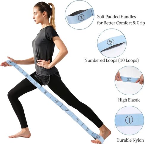 TIESOME Stretch Strap, Elastic Yoga Stretching Strap Multi-Loop for Physical Therapy Pilates Yoga Dance & Gymnastics Exercise and Flexible Pilates Stretch Band in Saudi Arabia