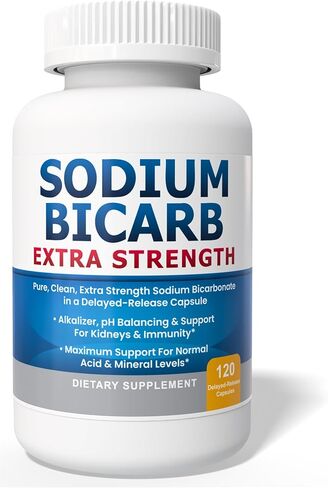 Sodium Bicarbonate Capsules Extra Strength 1300mg Organic Use Sodium Bicarbonate Tablets. Pure Bicarbonate of Soda Strongest Pill of Bicarbonato De Sodio para Tomar Available 120 Sodium Tablets in Kuwait