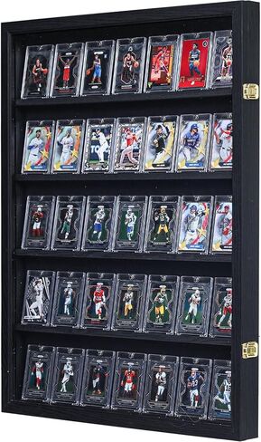 Baseball Card Display Case - 35 Graded Card Display Frame - Holds Sport Cards with UV Protection Clear View Cabinet for Football Hockey Trading Card, Large Black (1 Pack) in Saudi Arabia