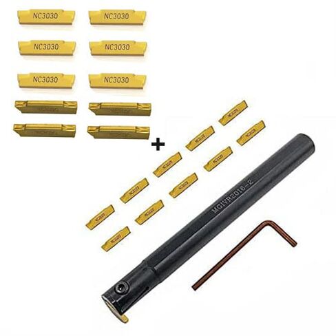 GBJ MGIVR2016-2 +20pcs MGMN200-G NC3020/3030 Tin Coated Carbide Grooving Inserts 2mm Wide Grooving Carbide Inserts Lathe Cutters for MGEHR/MGIVR Lathe Grooving Cut-Off Tool… in Kuwait
