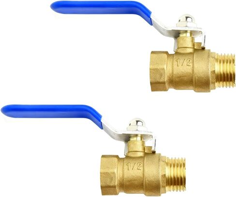 1/2 inch Forged Brass Ball Valve with Male x Female NPT Thread Full Port Connection, 2Pack Heavy Duty 1/2'' M to F NPT Threaded Metal Shut Off Control Valves Connector, for Water, Oil, and Gas in Saudi Arabia