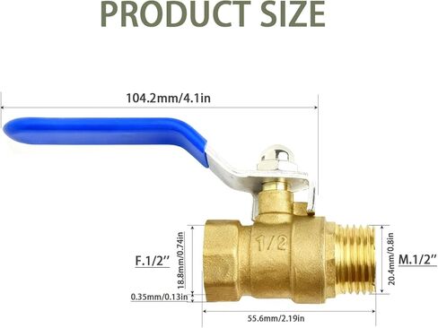 1/2 inch Forged Brass Ball Valve with Male x Female NPT Thread Full Port Connection, 2Pack Heavy Duty 1/2'' M to F NPT Threaded Metal Shut Off Control Valves Connector, for Water, Oil, and Gas in Saudi Arabia