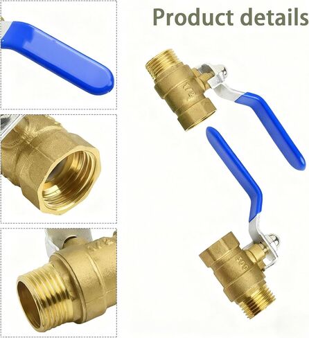 1/2 inch Forged Brass Ball Valve with Male x Female NPT Thread Full Port Connection, 2Pack Heavy Duty 1/2'' M to F NPT Threaded Metal Shut Off Control Valves Connector, for Water, Oil, and Gas in Saudi Arabia