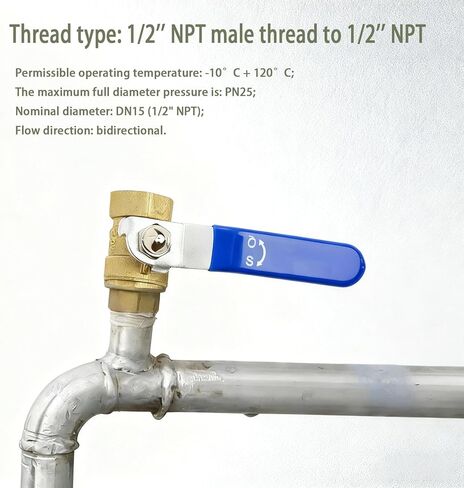 1/2 inch Forged Brass Ball Valve with Male x Female NPT Thread Full Port Connection, 2Pack Heavy Duty 1/2'' M to F NPT Threaded Metal Shut Off Control Valves Connector, for Water, Oil, and Gas in Saudi Arabia