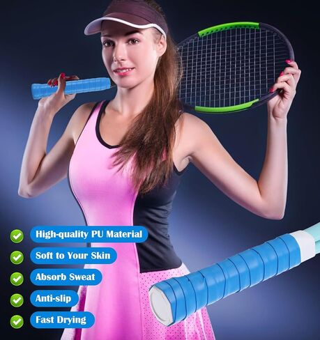 12PCS Tennis Tape for Racket Grip, Tennis Racket Grip Tape, Sweat Absorbing Handle Wrap for Badminton Pickleball Fishing (Multicolor) in Saudi Arabia