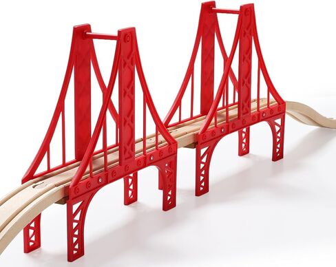 SainSmart Jr. Wooden Train Set Accessories, Double Suspension Bridge Set, Compatible with Brio, Thomas, Melissa and Doug in Kuwait