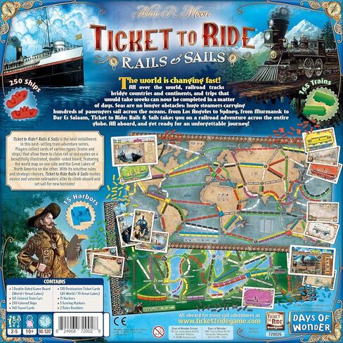 Ticket to Ride Rails & Sails Board Game - Train Route-Building Strategy Game, Fun Family Game for Kids & Adults, Ages 10+, 2-5 Players, 90-120 Minute Playtime, Made by Days of Wonder in Kuwait