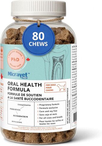 Pro Oral Health Soft Chew Dental Supplements for Dogs – Plaque & Tartar Control, Fresh Breath Support, Natural Dental Wellness Formula with Zeolites & Astaxanthin – 80 Count in Saudi Arabia