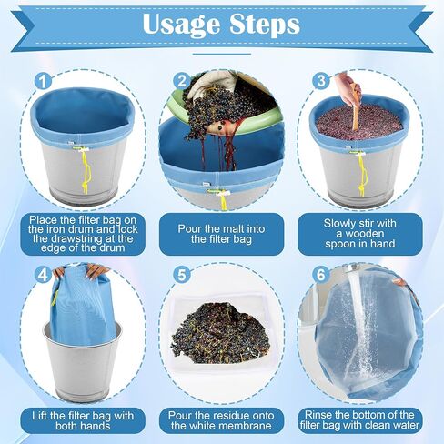 8PCS 5 Gallon Filter Bags, Windspeed Oxford Cloth All-Mesh Filter Bags for 5 Gallon Bucket with Filter Screen and Storage Pouch(25 to 220-Micron) in Saudi Arabia