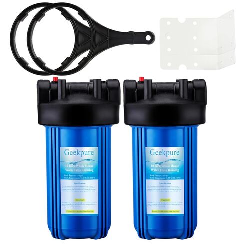 Geekpure 10-Inch Whole House Water Filter Housing 4.5"x10" -Blue Color-1-Inch Inlet -Pack of 2 in Saudi Arabia