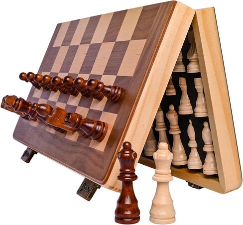 Chess Armory 15 inch Chess Set Magnetic - Premium Wooden Board Game with a Portable Wood Case and Secure Storage for Pieces, Set for Kids and Adults (Walnut Wood) in Kuwait