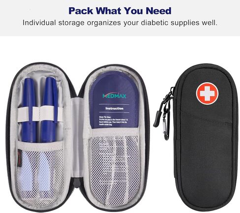 MEDMAX Insulin Pen Cooler Travel Case with 2 Reusable TSA Approved Ice Packs - Portable Insulated Diabetic Medication Organizer Carrying Cooling Bag for Insulin Pen and Other Diabetic Supplies in Saudi Arabia