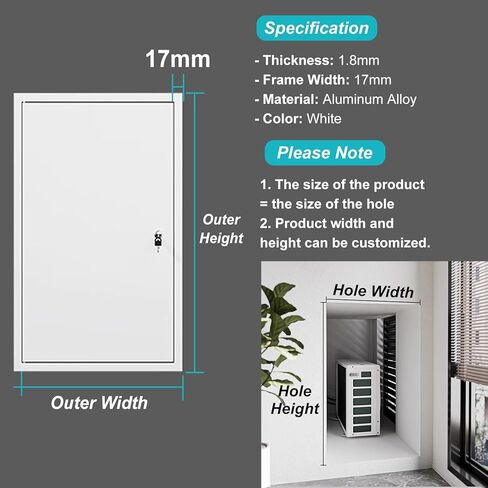 Lockable White Access Panel - Secure Wall Inspection Door Hatch 400x400 to 800x800mm, Keyed Access for Easy Maintenance & Inspections (70x110cm) in Kuwait