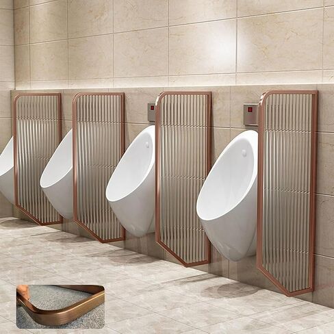 120cm Modern Striped Glass Urinal - Wall-Mounted Men's Toilet Partition with Stainless Steel Fittings for Hotels, Bars & Commercial Restrooms (1 Piece) in Saudi Arabia