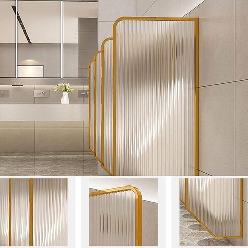 120cm Modern Striped Glass Urinal - Wall-Mounted Men's Toilet Partition with Stainless Steel Fittings for Hotels, Bars & Commercial Restrooms (1 Piece) in Saudi Arabia