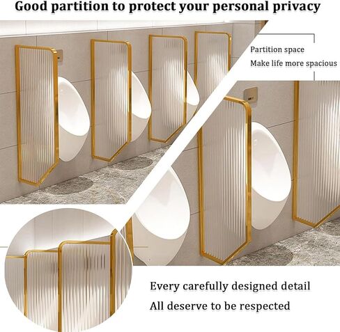 120cm Modern Striped Glass Urinal - Wall-Mounted Men's Toilet Partition with Stainless Steel Fittings for Hotels, Bars & Commercial Restrooms (1 Piece) in Saudi Arabia