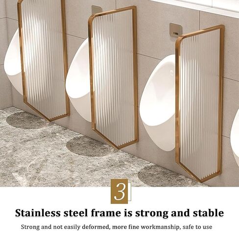 120cm Modern Striped Glass Urinal - Wall-Mounted Men's Toilet Partition with Stainless Steel Fittings for Hotels, Bars & Commercial Restrooms (1 Piece) in Saudi Arabia