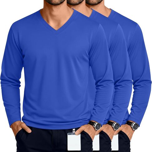 3 Pack Men's Big and Tall Undershirts Long Sleeve V Neck Shirts Base Layer Comfort Basic Tops Under Scrubs in Saudi Arabia