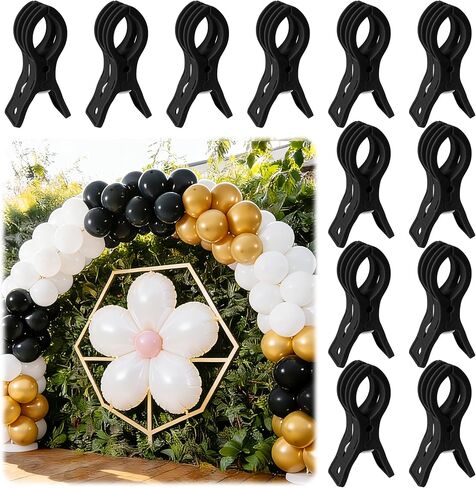 PUGPIU 12 قطعة من مقاطع قوس البالونات للخلفية | مشبك زنبركي بلاستيكي شفاف | مشبك عالي التحمل مقاس 3.5 بوصة لحامل الخلفية | عيد ميلاد الزفاف الديكور | ستوديو تصوير | الحرف | ملابس in Kuwait