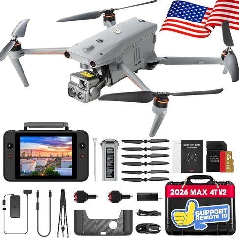 Autel Robotics EVO MAX 4T V2, Upgrade of MAX 4T/ 4T XE, 2026 Support Remote ID,1/2'' CMOS 48MP Wide, 640x512 T~hermal Camera, 16.4–3737ft L~aser Rangefinder, 48MP Zoom Camera, Battery In-place Detection, No Blind Spots, A-Mesh 1.0, Triple Anti-Jamming in Saudi Arabia