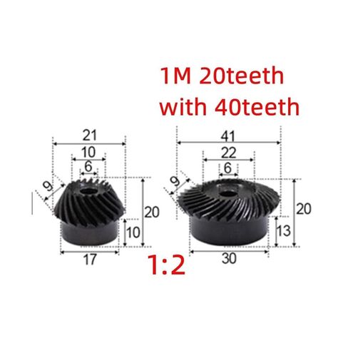 الصلب الثقيلة المحرك ترس ترس 6 مللي متر 1 متر 20T إلى 40T ترس مخروطي حلزوني M1 معامل 1:2 90 درجة التفاضلية نفس نسبة قطر حفرة in Kuwait