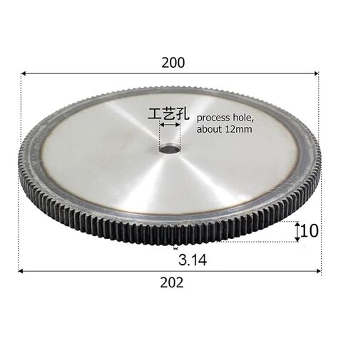 الصلب الثقيلة موتور ترس ترس 1M 200T مستقيم الصلب والعتاد وحدة صغيرة 10 مللي متر عملية سميكة 12 مللي متر in Kuwait